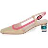 imageFSJ Women Fashion Square Toe Pumps Rhinestones Chunky Low Heel Cutout Slingback Sandals Shoes Size 415 USWine Wheat