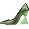 imageFSJ Women Sexy Pointed Toe Pumps Chic Transparent Chunky High Heel Slip On Closed Toe Office Lady Formal Wedding Party Dress Shoes Size 416 USGreen
