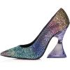 imageFSJ Women Sexy Pointed Toe Pumps Chic Transparent Chunky High Heel Slip On Closed Toe Office Lady Formal Wedding Party Dress Shoes Size 416 USMulticolor Rhinestones
