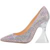 imageFSJ Women Sexy Pointed Toe Pumps Chic Transparent Chunky High Heel Slip On Closed Toe Office Lady Formal Wedding Party Dress Shoes Size 416 USRhinestones