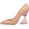 imageFSJ Women Sexy Pointed Toe Pumps Chic Transparent Chunky High Heel Slip On Closed Toe Office Lady Formal Wedding Party Dress Shoes Size 416 USTan