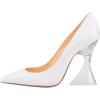 imageFSJ Women Sexy Pointed Toe Pumps Chic Transparent Chunky High Heel Slip On Closed Toe Office Lady Formal Wedding Party Dress Shoes Size 416 USWhite
