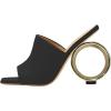 imageFSJ Women Square Open Toe Circle High Heel Mules Wide Band Summer Slip On Sexy Dress Party Backless Slide Sandals Size 415 USBlack