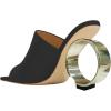 imageFSJ Women Square Open Toe Circle High Heel Mules Wide Band Summer Slip On Sexy Dress Party Backless Slide Sandals Size 415 USBlack
