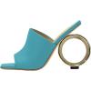 imageFSJ Women Square Open Toe Circle High Heel Mules Wide Band Summer Slip On Sexy Dress Party Backless Slide Sandals Size 415 USBlue