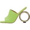 imageFSJ Women Square Open Toe Circle High Heel Mules Wide Band Summer Slip On Sexy Dress Party Backless Slide Sandals Size 415 USGreen