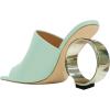 imageFSJ Women Square Open Toe Circle High Heel Mules Wide Band Summer Slip On Sexy Dress Party Backless Slide Sandals Size 415 USLight Green