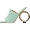imageFSJ Women Square Open Toe Circle High Heel Mules Wide Band Summer Slip On Sexy Dress Party Backless Slide Sandals Size 415 USLight Green