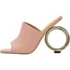 imageFSJ Women Square Open Toe Circle High Heel Mules Wide Band Summer Slip On Sexy Dress Party Backless Slide Sandals Size 415 USPink