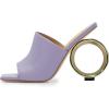 imageFSJ Women Square Open Toe Circle High Heel Mules Wide Band Summer Slip On Sexy Dress Party Backless Slide Sandals Size 415 USPurple