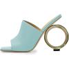 imageFSJ Women Square Open Toe Circle High Heel Mules Wide Band Summer Slip On Sexy Dress Party Backless Slide Sandals Size 415 USTurquoise