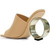 imageFSJ Women Square Open Toe Circle High Heel Mules Wide Band Summer Slip On Sexy Dress Party Backless Slide Sandals Size 415 USWheat