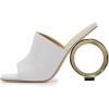 imageFSJ Women Square Open Toe Circle High Heel Mules Wide Band Summer Slip On Sexy Dress Party Backless Slide Sandals Size 415 USWhite