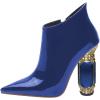 imageFSJ Women Trendy Ankle Boots Pointed Toe Comfy Chunky High Heel Sparkly Crystal Side Zipper Booties Wedding Party Shoes Size 416 USBlue