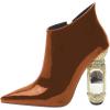 imageFSJ Women Trendy Ankle Boots Pointed Toe Comfy Chunky High Heel Sparkly Crystal Side Zipper Booties Wedding Party Shoes Size 416 USBrown