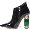 imageFSJ Women Trendy Ankle Boots Pointed Toe Comfy Chunky High Heel Sparkly Crystal Side Zipper Booties Wedding Party Shoes Size 416 USDark Green