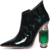 imageFSJ Women Trendy Ankle Boots Pointed Toe Comfy Chunky High Heel Sparkly Crystal Side Zipper Booties Wedding Party Shoes Size 416 USDark Green