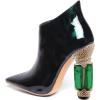 imageFSJ Women Trendy Ankle Boots Pointed Toe Comfy Chunky High Heel Sparkly Crystal Side Zipper Booties Wedding Party Shoes Size 416 USDark Green