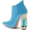 imageFSJ Women Trendy Ankle Boots Pointed Toe Comfy Chunky High Heel Sparkly Crystal Side Zipper Booties Wedding Party Shoes Size 416 USDodger Blue