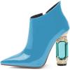 imageFSJ Women Trendy Ankle Boots Pointed Toe Comfy Chunky High Heel Sparkly Crystal Side Zipper Booties Wedding Party Shoes Size 416 USDodger Blue