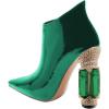 imageFSJ Women Trendy Ankle Boots Pointed Toe Comfy Chunky High Heel Sparkly Crystal Side Zipper Booties Wedding Party Shoes Size 416 USGreen