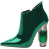 imageFSJ Women Trendy Ankle Boots Pointed Toe Comfy Chunky High Heel Sparkly Crystal Side Zipper Booties Wedding Party Shoes Size 416 USGreen