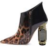 imageFSJ Women Trendy Ankle Boots Pointed Toe Comfy Chunky High Heel Sparkly Crystal Side Zipper Booties Wedding Party Shoes Size 416 USLeopard Gradient