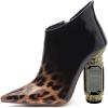 imageFSJ Women Trendy Ankle Boots Pointed Toe Comfy Chunky High Heel Sparkly Crystal Side Zipper Booties Wedding Party Shoes Size 416 USLeopard Gradient
