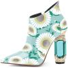 imageFSJ Women Trendy Ankle Boots Pointed Toe Comfy Chunky High Heel Sparkly Crystal Side Zipper Booties Wedding Party Shoes Size 416 USLight Blue Daisy