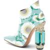 imageFSJ Women Trendy Ankle Boots Pointed Toe Comfy Chunky High Heel Sparkly Crystal Side Zipper Booties Wedding Party Shoes Size 416 USLight Blue Daisy