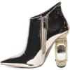 imageFSJ Women Trendy Ankle Boots Pointed Toe Comfy Chunky High Heel Sparkly Crystal Side Zipper Booties Wedding Party Shoes Size 416 USLight Gold