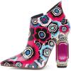 imageFSJ Women Trendy Ankle Boots Pointed Toe Comfy Chunky High Heel Sparkly Crystal Side Zipper Booties Wedding Party Shoes Size 416 USPink Graffiti
