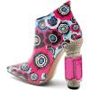 imageFSJ Women Trendy Ankle Boots Pointed Toe Comfy Chunky High Heel Sparkly Crystal Side Zipper Booties Wedding Party Shoes Size 416 USPink Graffiti