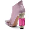imageFSJ Women Trendy Ankle Boots Pointed Toe Comfy Chunky High Heel Sparkly Crystal Side Zipper Booties Wedding Party Shoes Size 416 USPurple Snakeskin
