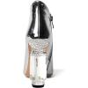 imageFSJ Women Trendy Ankle Boots Pointed Toe Comfy Chunky High Heel Sparkly Crystal Side Zipper Booties Wedding Party Shoes Size 416 USSilver Metallic Leather