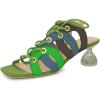 imageFSJ Women Classic Open Toe Special Kitten Low Heel Sandals Lace Up Cutout Summer Dress Casual Slide Mules Size 415 USColorful1
