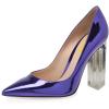 imageFSJ Women Clear High Heel Closed Pointed Toe Pumps Elegant Slip On Chunky Block Heel Ladies Bridal Wedding Party Dress Shoes Size 415 USSlateblue