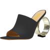 imageFSJ Women Square Open Toe Circle High Heel Mules Wide Band Summer Slip On Sexy Dress Party Backless Slide Sandals Size 415 USBlack