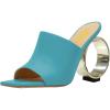 imageFSJ Women Square Open Toe Circle High Heel Mules Wide Band Summer Slip On Sexy Dress Party Backless Slide Sandals Size 415 USBlue