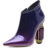 imageFSJ Women Trendy Ankle Boots Pointed Toe Comfy Chunky High Heel Sparkly Crystal Side Zipper Booties Wedding Party Shoes Size 416 USPurple