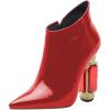 imageFSJ Women Trendy Ankle Boots Pointed Toe Comfy Chunky High Heel Sparkly Crystal Side Zipper Booties Wedding Party Shoes Size 416 USRed