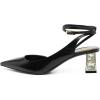 imageFSJ Women Block Chunky Heel Crystal Slingback Pumps Pointed Toe Strappy DOrsay Party Wedding Bride Pump Shoes Size 416 USBlack