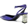 imageFSJ Women Block Chunky Heel Crystal Slingback Pumps Pointed Toe Strappy DOrsay Party Wedding Bride Pump Shoes Size 416 USBlue