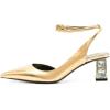 imageFSJ Women Block Chunky Heel Crystal Slingback Pumps Pointed Toe Strappy DOrsay Party Wedding Bride Pump Shoes Size 416 USYellow