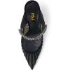 imageFSJ Women Crystal Chunky Heeled Mules Wedding Sandals Rhinestone Strappy Pumps Pointed Toe Fashion Slippers Slip On Bridal Shoes Size 415 USBlack Mesh