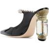 imageFSJ Women Crystal Chunky Heeled Mules Wedding Sandals Rhinestone Strappy Pumps Pointed Toe Fashion Slippers Slip On Bridal Shoes Size 415 USBlack White