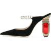 imageFSJ Women Crystal Chunky Heeled Mules Wedding Sandals Rhinestone Strappy Pumps Pointed Toe Fashion Slippers Slip On Bridal Shoes Size 415 USBlackRed
