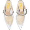 imageFSJ Women Crystal Chunky Heeled Mules Wedding Sandals Rhinestone Strappy Pumps Pointed Toe Fashion Slippers Slip On Bridal Shoes Size 415 USClear