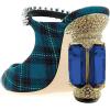 imageFSJ Women Crystal Chunky Heeled Mules Wedding Sandals Rhinestone Strappy Pumps Pointed Toe Fashion Slippers Slip On Bridal Shoes Size 415 USCyan Plaid