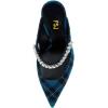 imageFSJ Women Crystal Chunky Heeled Mules Wedding Sandals Rhinestone Strappy Pumps Pointed Toe Fashion Slippers Slip On Bridal Shoes Size 415 USCyan Plaid